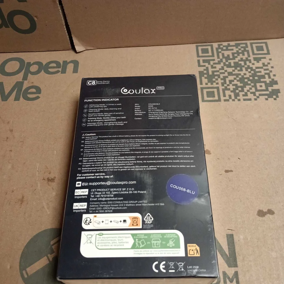 COULAX C8 SERIES ELECTRIC TOOTHBRUSH BOXED, SEALED