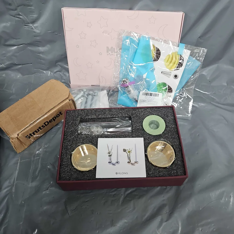 BOX OF ASSORTED HOME AND ACCESSORIES ITEMS TO INCLUDE - KLONG - BOLTS - 