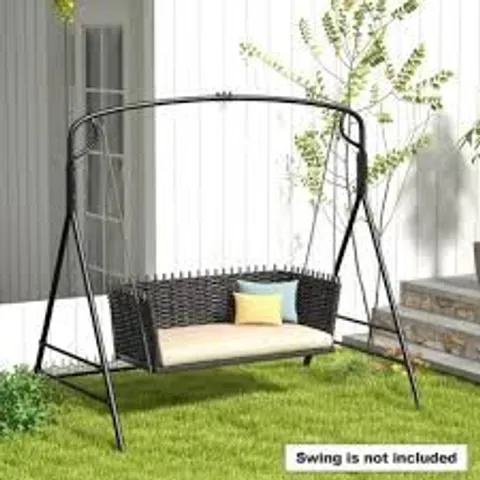 BOXED COSTWAY BLACK METAL PORCH SWING STAND WITH EXTRA SIDE BARS