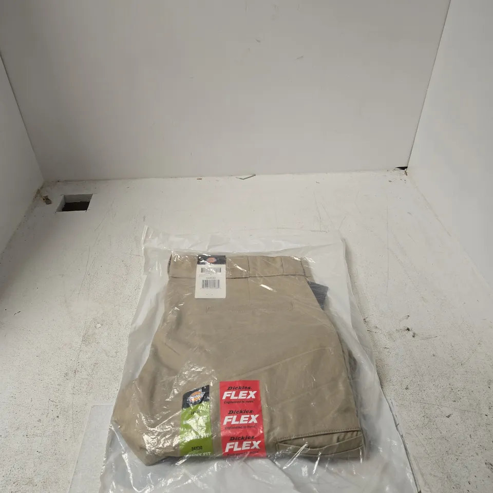 DICKIES MENS WORK PANTS IN DESERT STORM 34X30 SKINNY FIT
