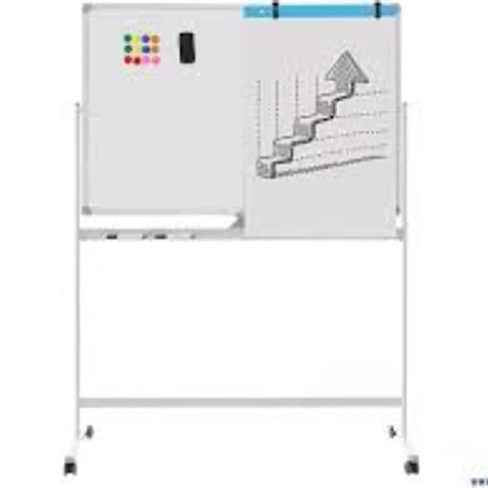 BOXED REVERSIBLE MOBILE WHITE BOARD WITH ADJUSTABLE HEIGHT-WHITE