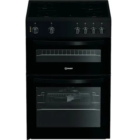 INDESIT ITE6VMB 60CM ELECTRIC TWIN COOKER WITH CERAMIC HOB - BLACK 