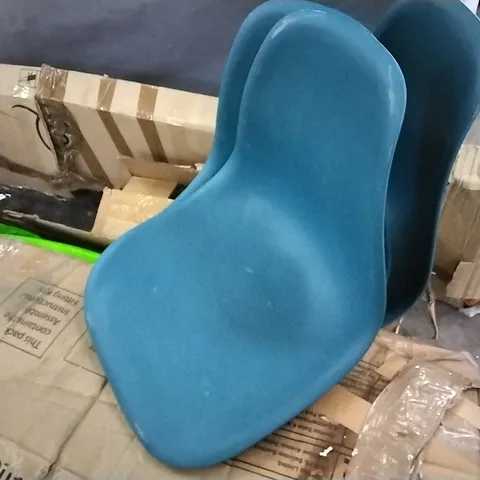 SET OF 3 BLUE PLASTIC CHAIR SEATS WITHOUT LEGS 
