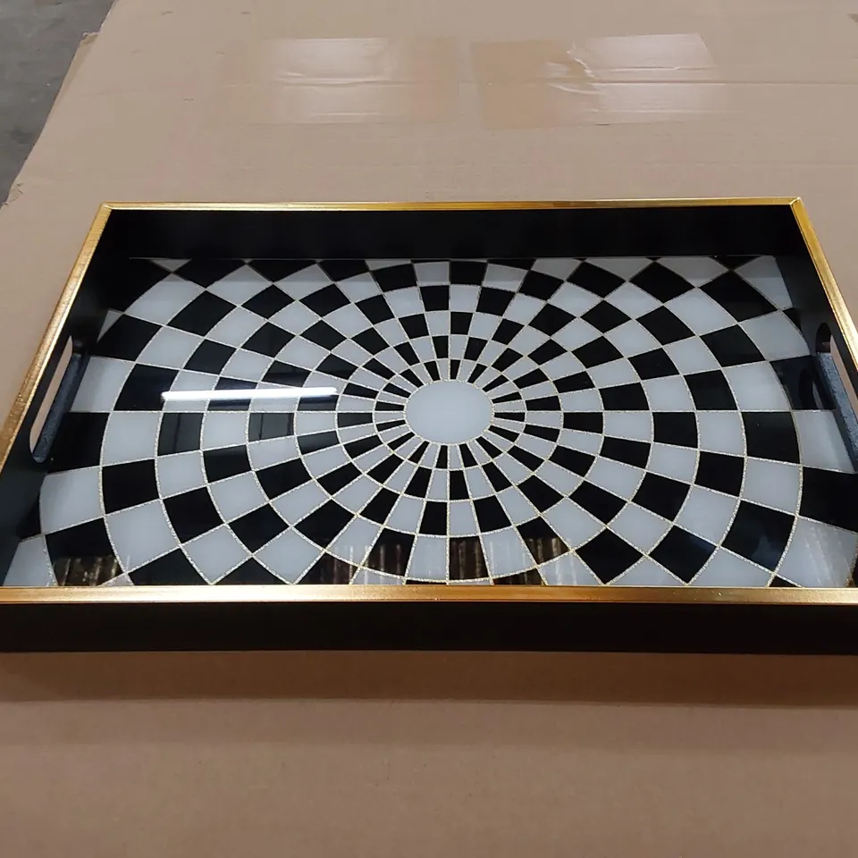 BOXED MODERN & STYLISH BLACK/GOLD TRAY 