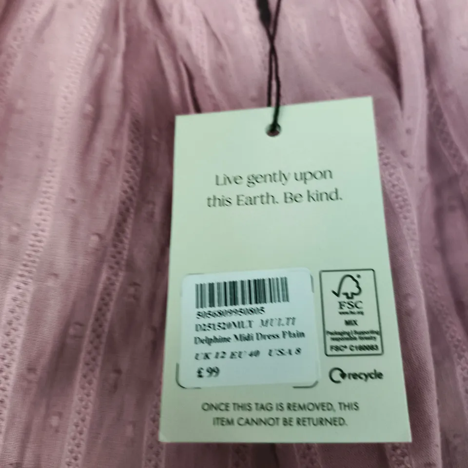 NOBODYS CHILD PINK DELPHINE MIDI DRESS - SIZE 12