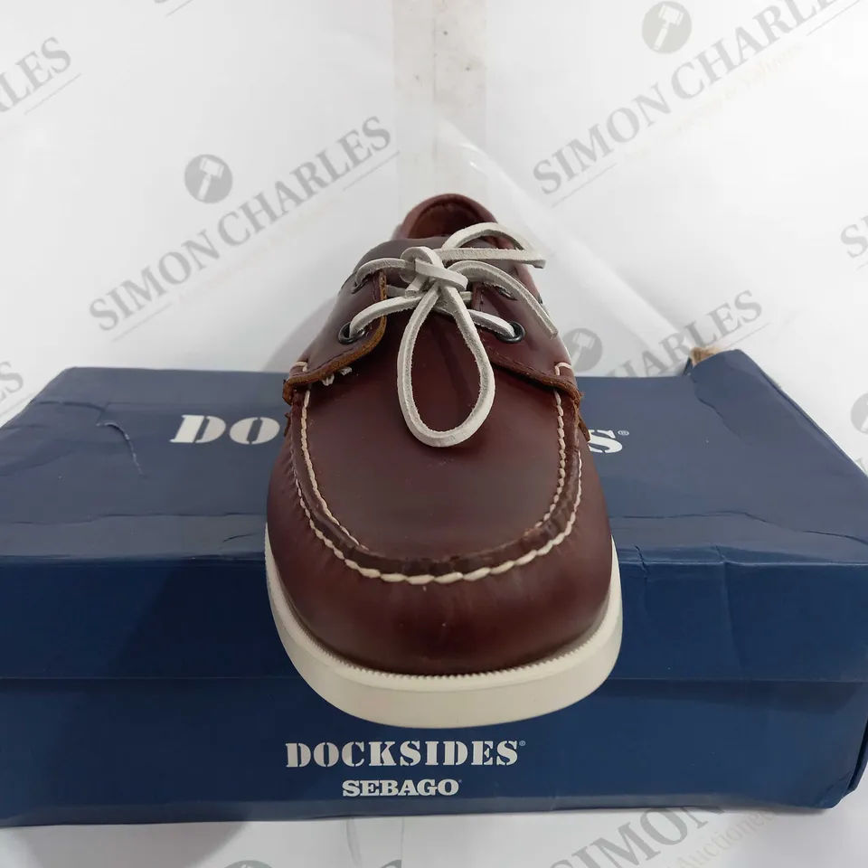 BOXED DOCKSIDES SEBAGO PORTLAND WAXED BROWN SHOES - UK 10.5