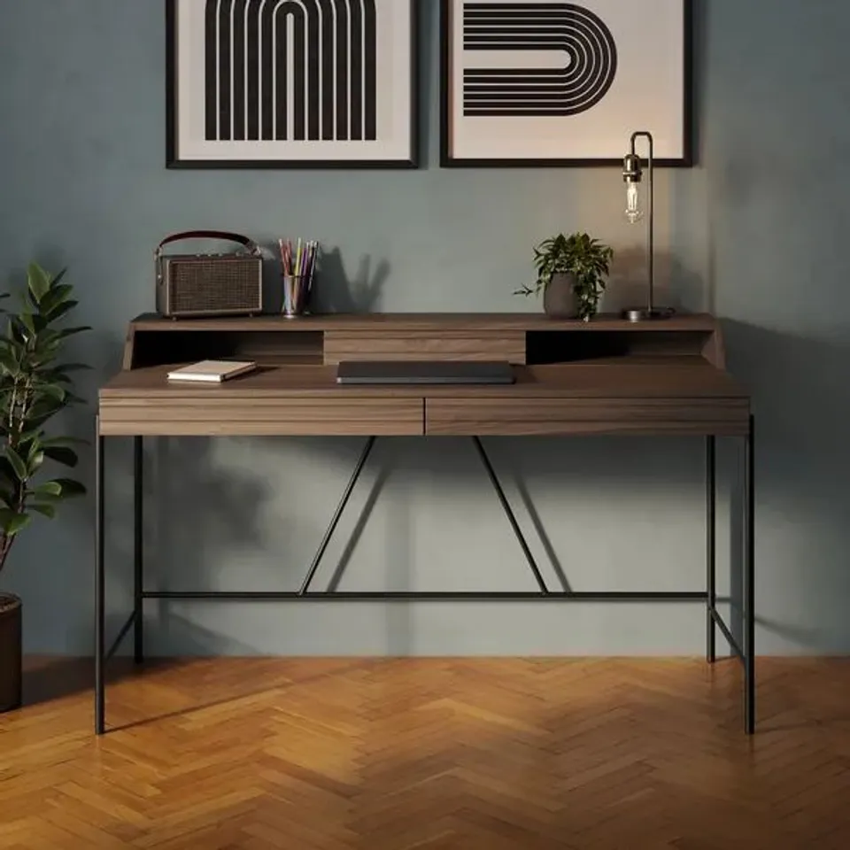 BOXED BRYANT WIDE STORAGE DESK - WALNUT EFFECT (1 BOX)