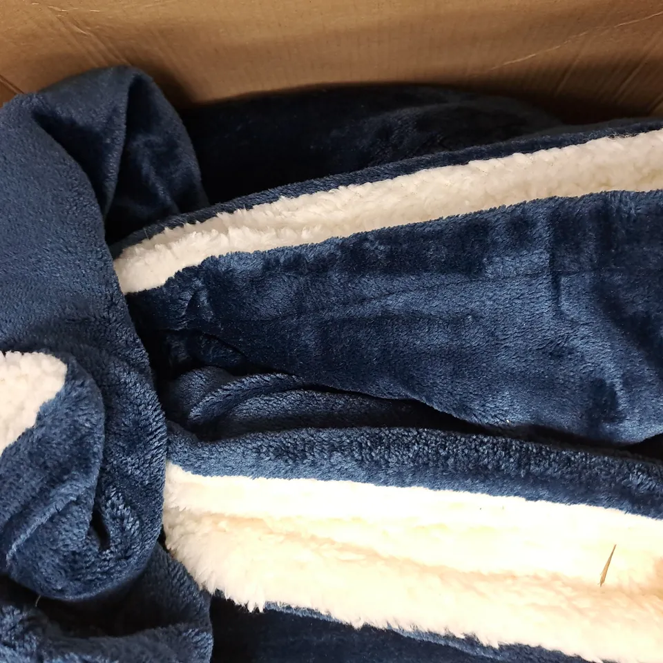 HOMESMART ELECTRIC HEATED BLANKET – NAVY BLUE PLUSH WITH FLEECE, 3-HOUR TIMER (BOXED)