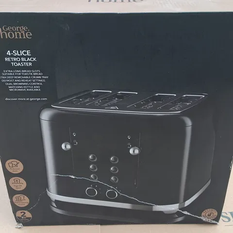 BOXED 4-SLICE RETRO BLACK TOASTER