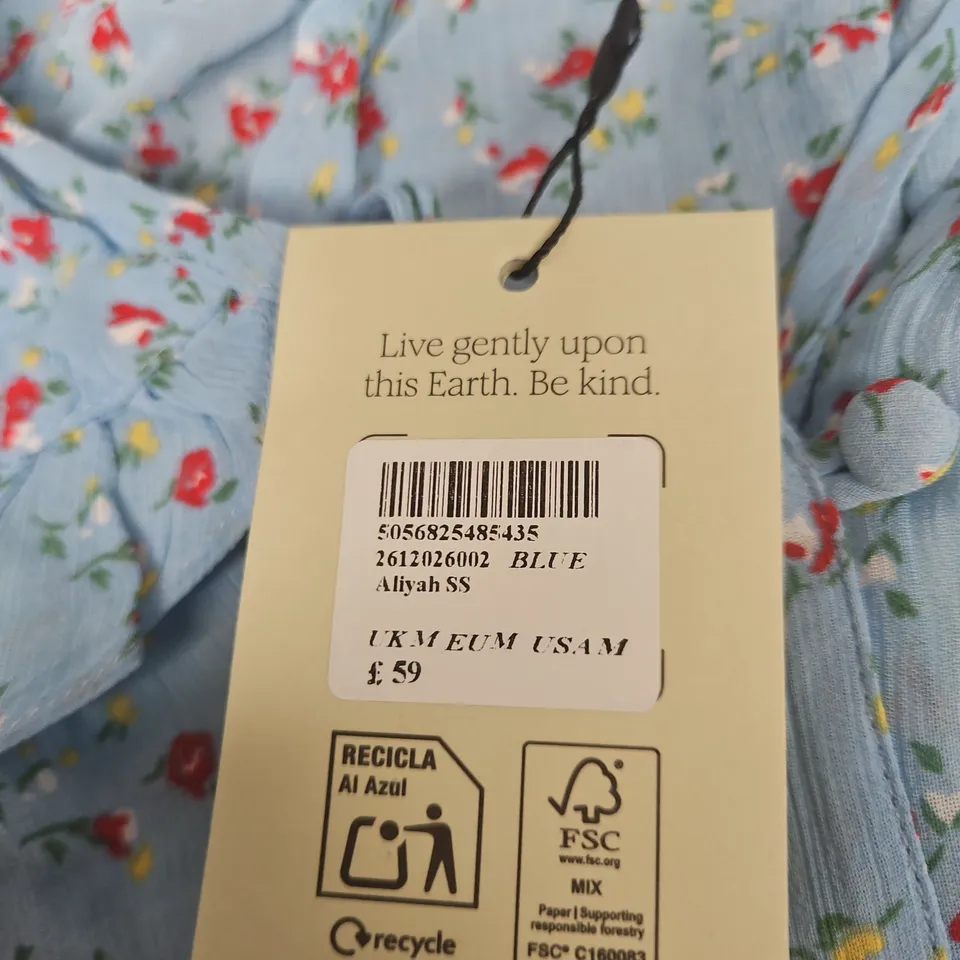 NOBODY'S CHILD FLORAL PRINT DRESS – LIGHT BLUE, UK M 
