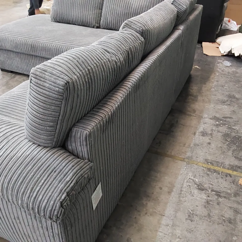 DESIGNER AMALFIE CHAISE SOFA IN CHARCOAL GREY JUMBO CORD