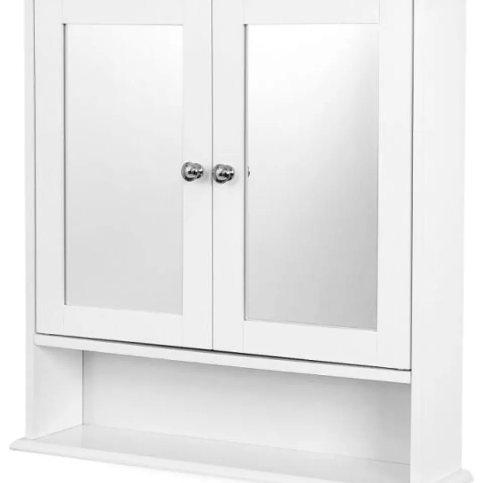 BOXED VASAGLE BATHROOM CABINET WITH MIRROR - WHITE 