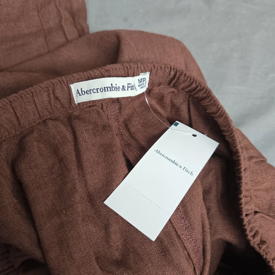 ABERCROMBIE & FITCH TIE UP TROUSERS IN BROWN - MEDIUM