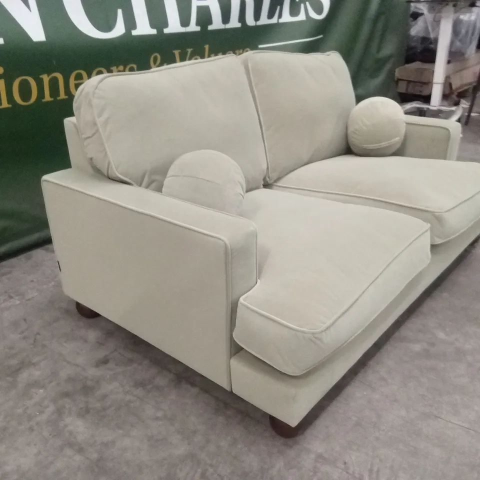 QUALITY DESIGNER ADDISON 2 SEATER SAGE GREEN VELVET SOFA