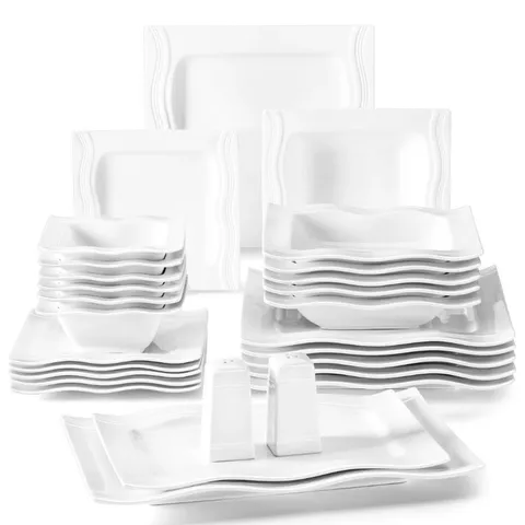 BOXED 28 PIECE PORCELAIN CHINA DINNERWARE SET SERVICE FOR 6