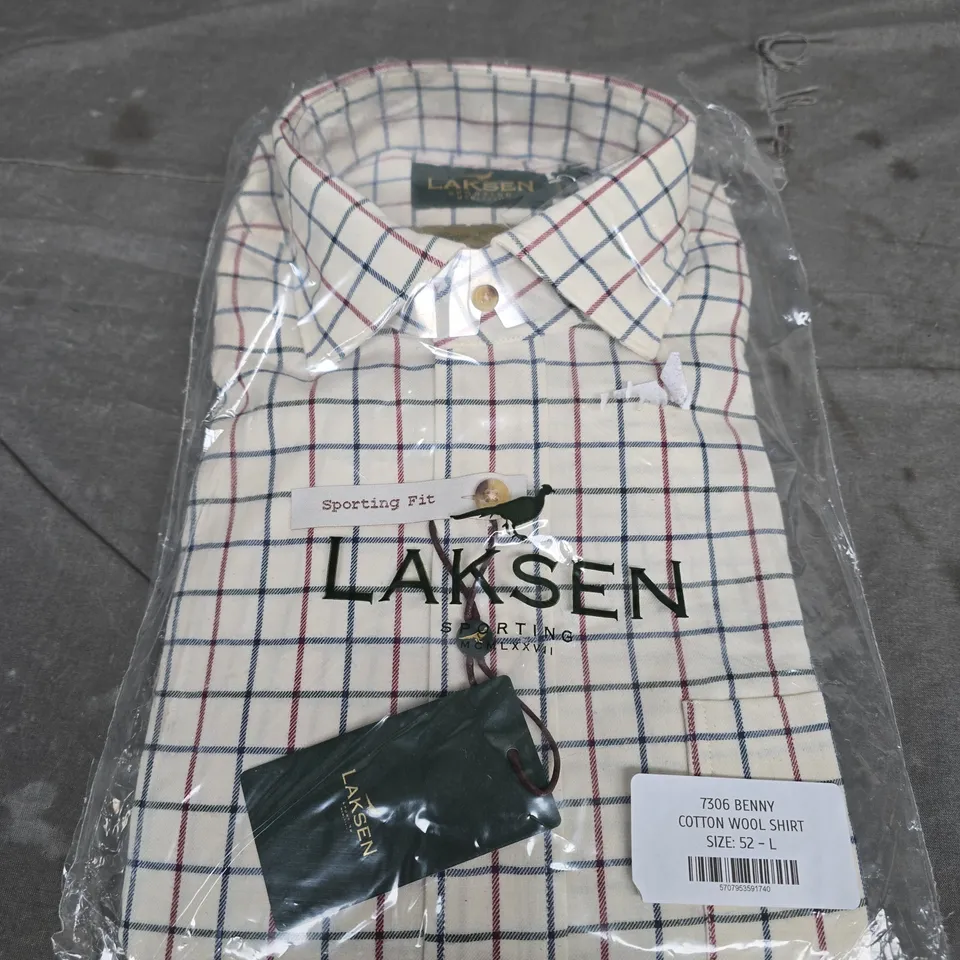 LAKSEN COTTON WOOL SHIRT - SIZE LARGE