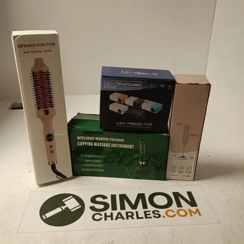 APPROXIMATELY 20 ASSORTED ELECTRICAL ITEMS TO INCLUDE HAIR STYLING COMB, LED PROJECTOR, ELECTRIC DRINK MIXER, ETC - COLLECTION ONLY 