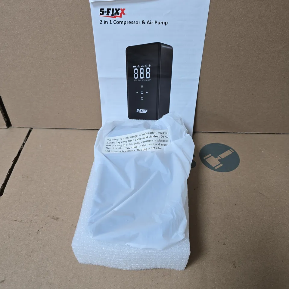 SFIXX RECHARGEABLE AND CORDLESS AIR COMPRESSOR & AIR PUMP IN BLUE BOXED