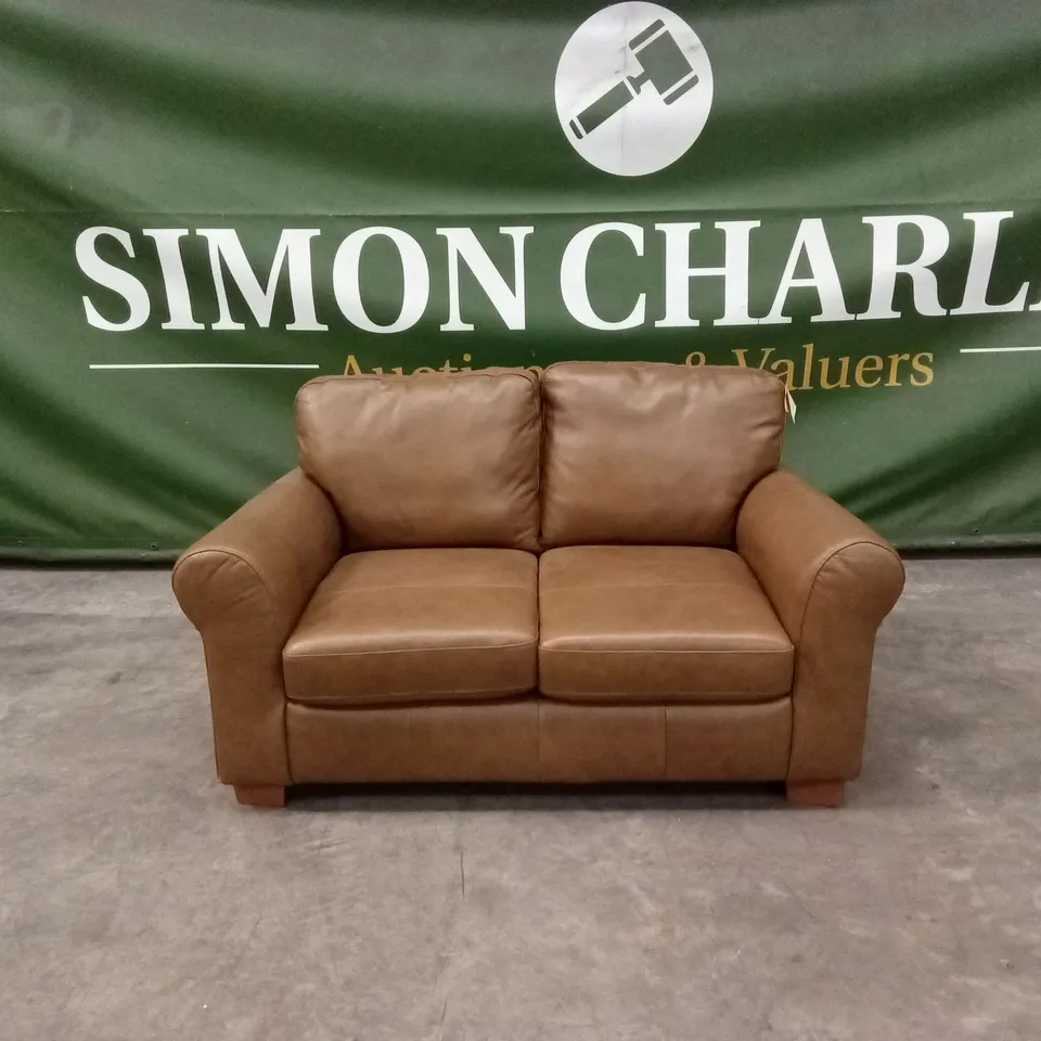 BAILEY 2 SEATER LEATHER SOFA - TAN RRP £650