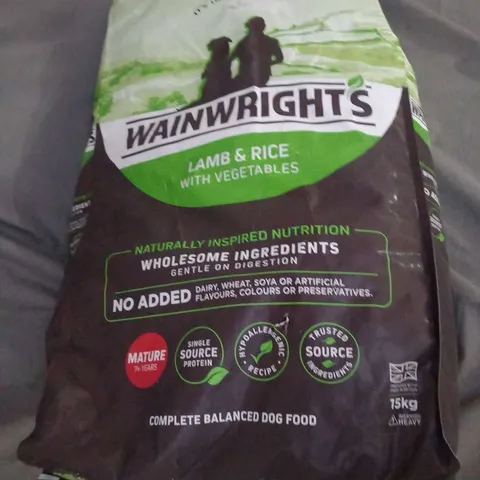 BAG OF WAINWRIGHTS LAMB AND RICE WITH VEGETABLES MATURE 7+ YEARS 15KG