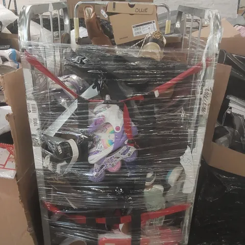 CAGE CONTAINING A VERY LARGE QUANTITY OF ASSORTED SHOES/BOOTS ECT // CAGE NOT INCLUDED