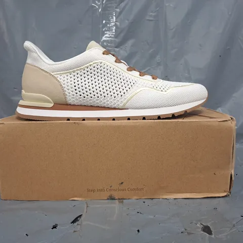 BOXED PAIR OF VIVAIA SHOES IN WHITE/BROWN SIZE EU 40