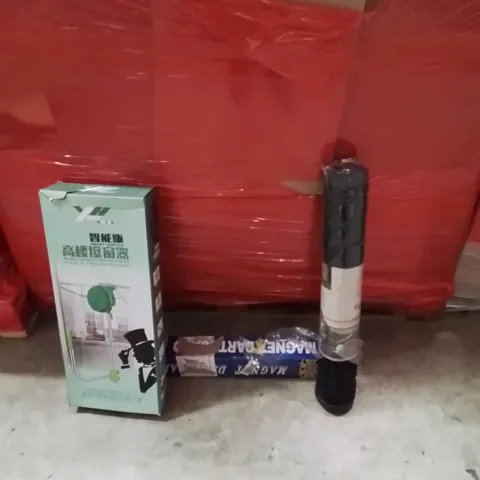 PALLET OF ASSORTED HOUSEHOLD GOODS AND PRODUCTS TO INCLUDE;WINDOW CLEANING TOOL,MAT,MAGNETIC DARTBOARD 