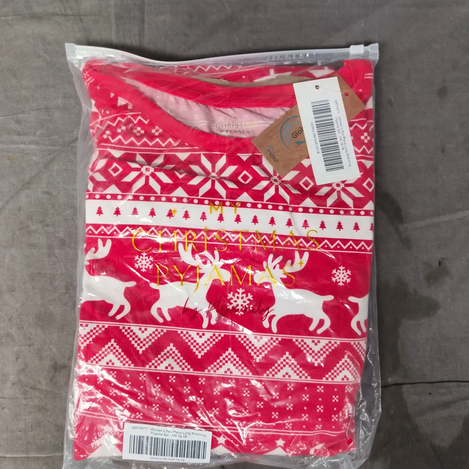 BAGGED NATIVITY WOMEN'S TWO PIECE LONG MATCHING PYJAMA SET SIZE UK 16-18