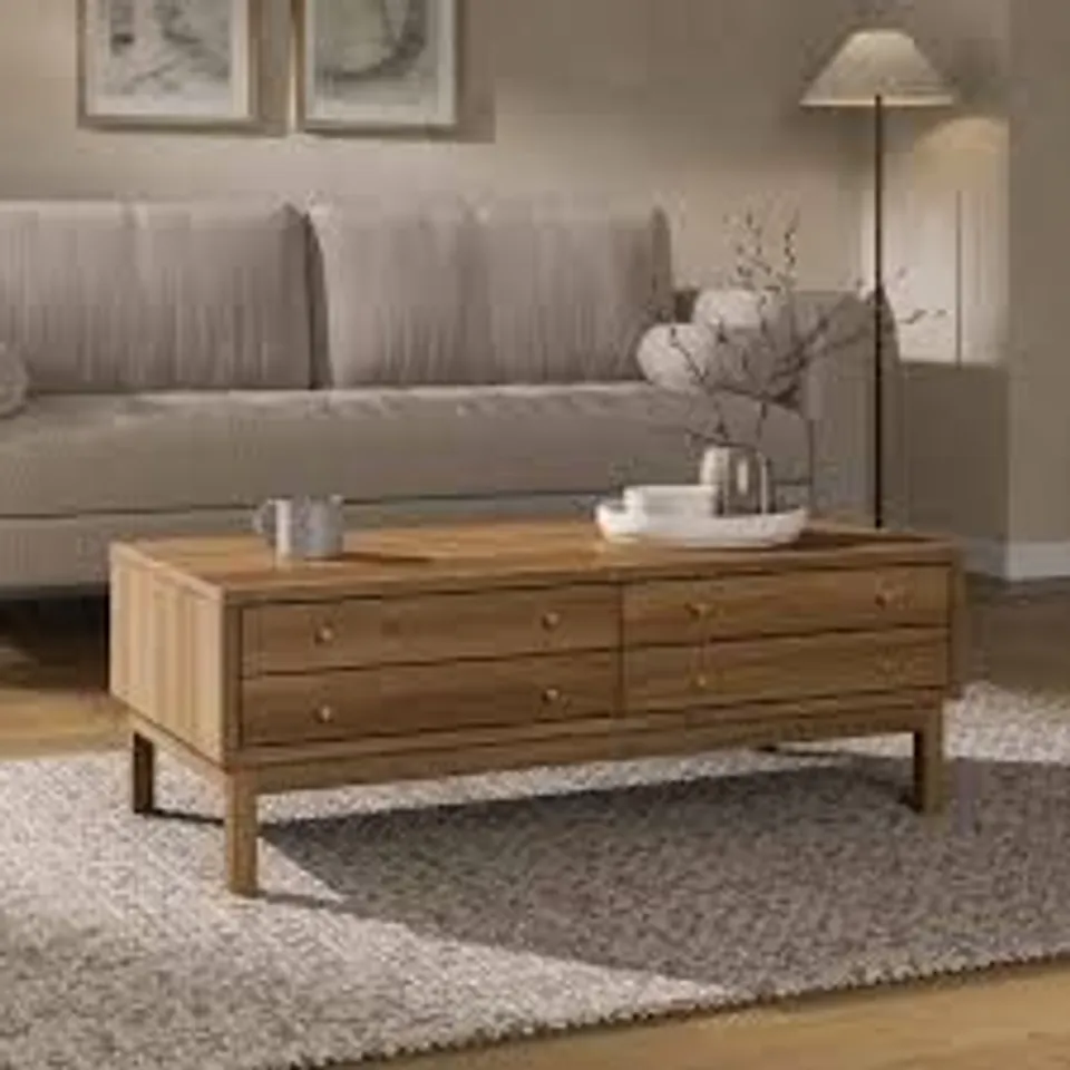 BOXED EDGAR COFFEE TABLE, OAK EFFECT (1 BOX)
