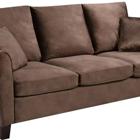BOXED TIVOLI BROWN VELVET 3 SEATER FABRIC SOFA (4 BOXES)