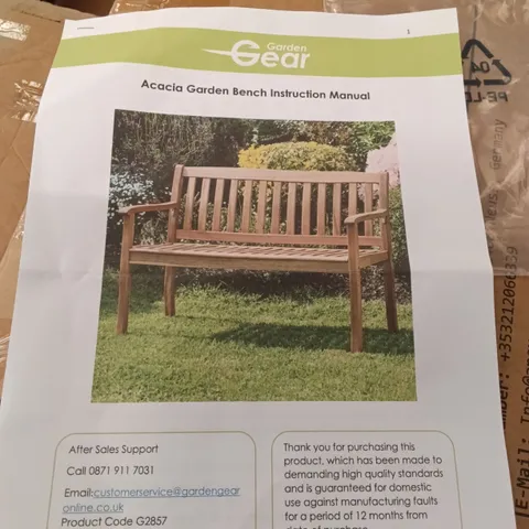 BOXED GARDEN BENCH - NATURAL (1 BOX)
