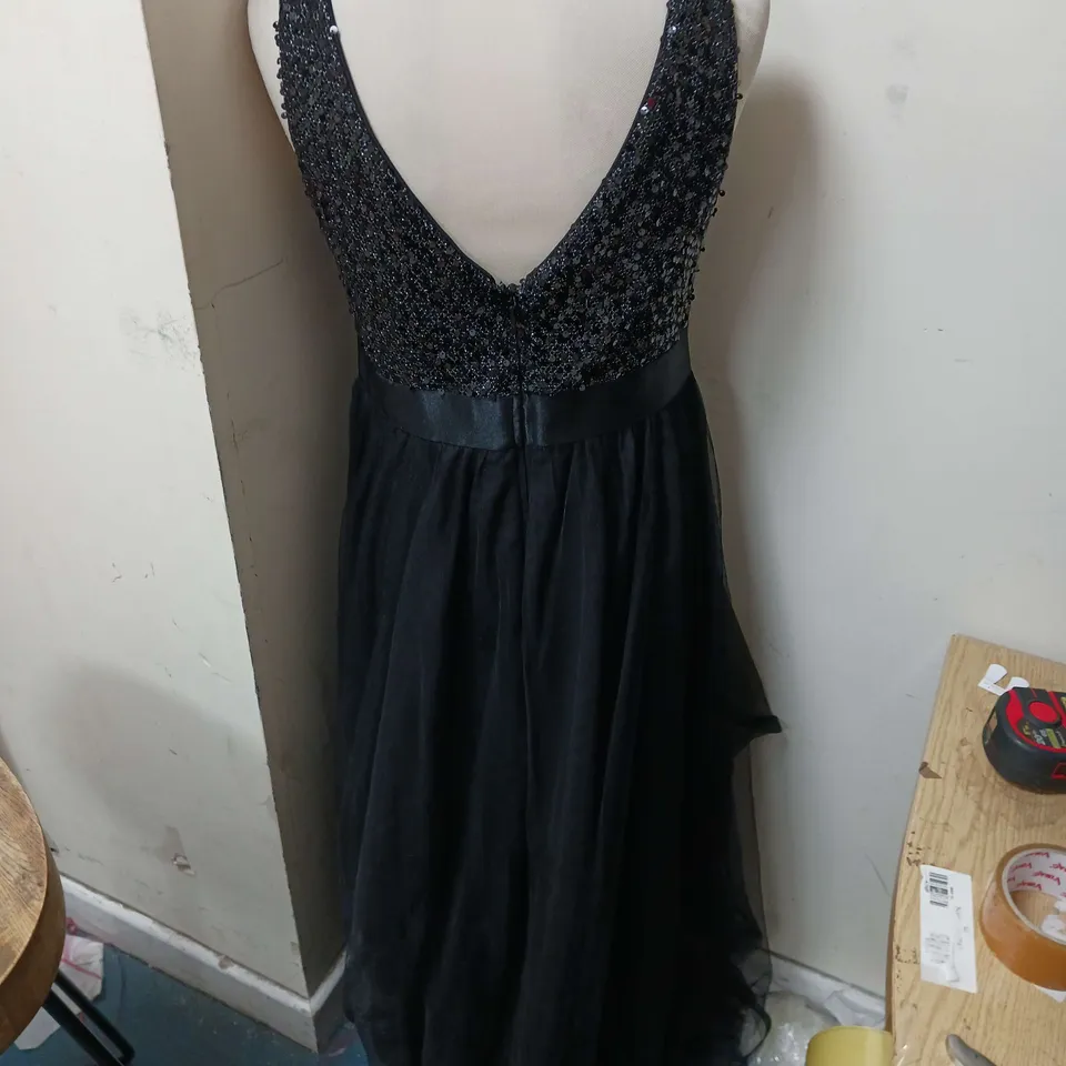 EVERPREETY SEQUIN TOP FISH TAIL DRESS BLACK SIZE UK 14