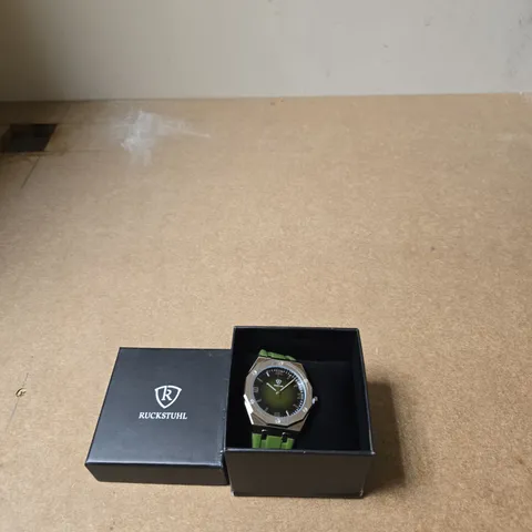RUCKSTUHL WRISTWATCH – TWO TONE DIAL, GREEN SILICONE STRAP