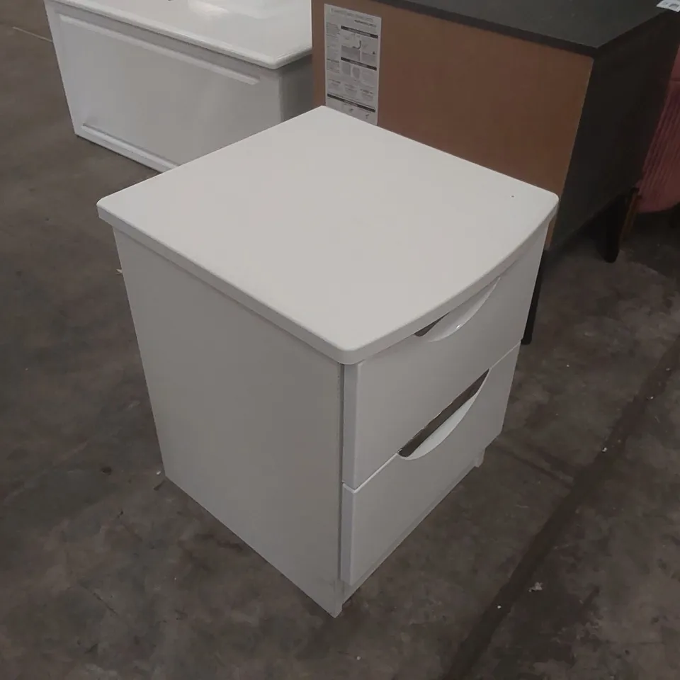 DESIGNER 2 DRAWER WOODEN BEDSIDE TABLE
