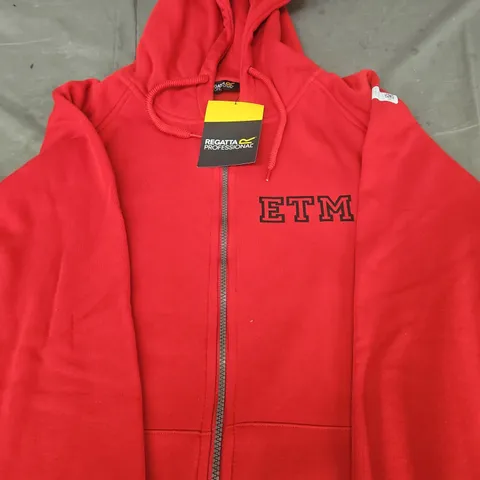 REGATTA PROFESSIONAL RED ZIP HOODIE WITH ETM LETTERING SIZE M