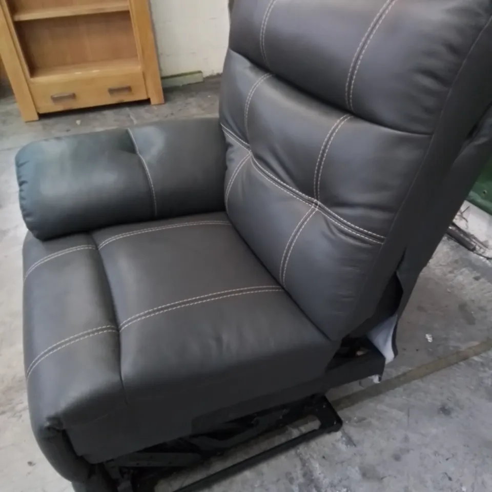 DESIGNER LEFT HAND FACING POWER RECLINING SECTION - GREY LEATHER 