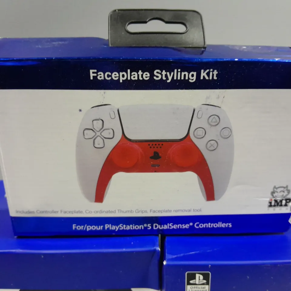 LOT OF 3 TECH ITEMS FOR PLAYSTATION INCLUDES BIGBEN STEREO GAMING HEADSETS FOR PS4 AND FACEPLATE STYLING KIT FOR PS5 CONTROLLER