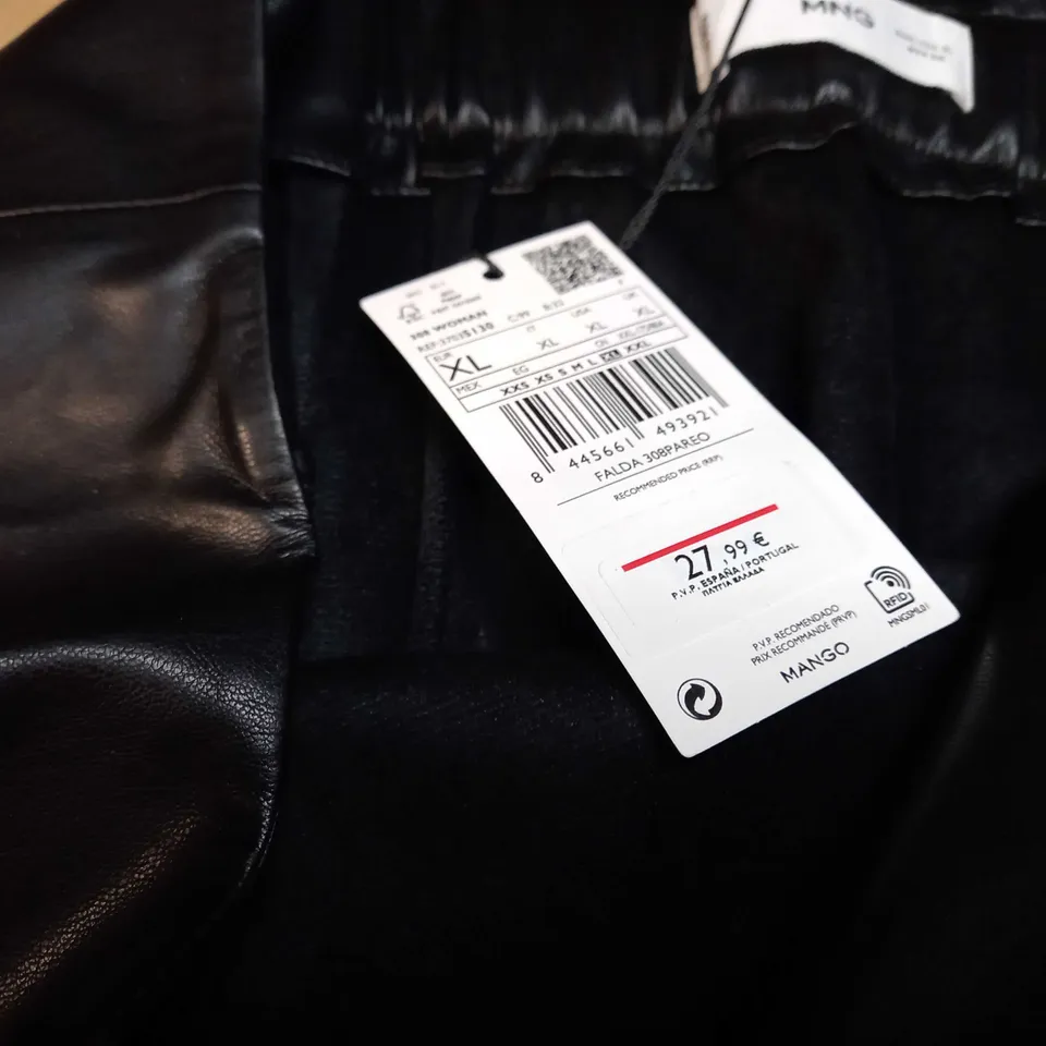 MNG BLACK FAUX LEATHER SKIRT - XL