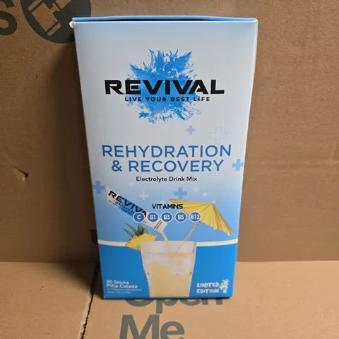 BOXED REVIVAL REHYDRATION & RECOVERY ELECTROLYTE DRINK MIX PINA COLADA (30 STICKS)