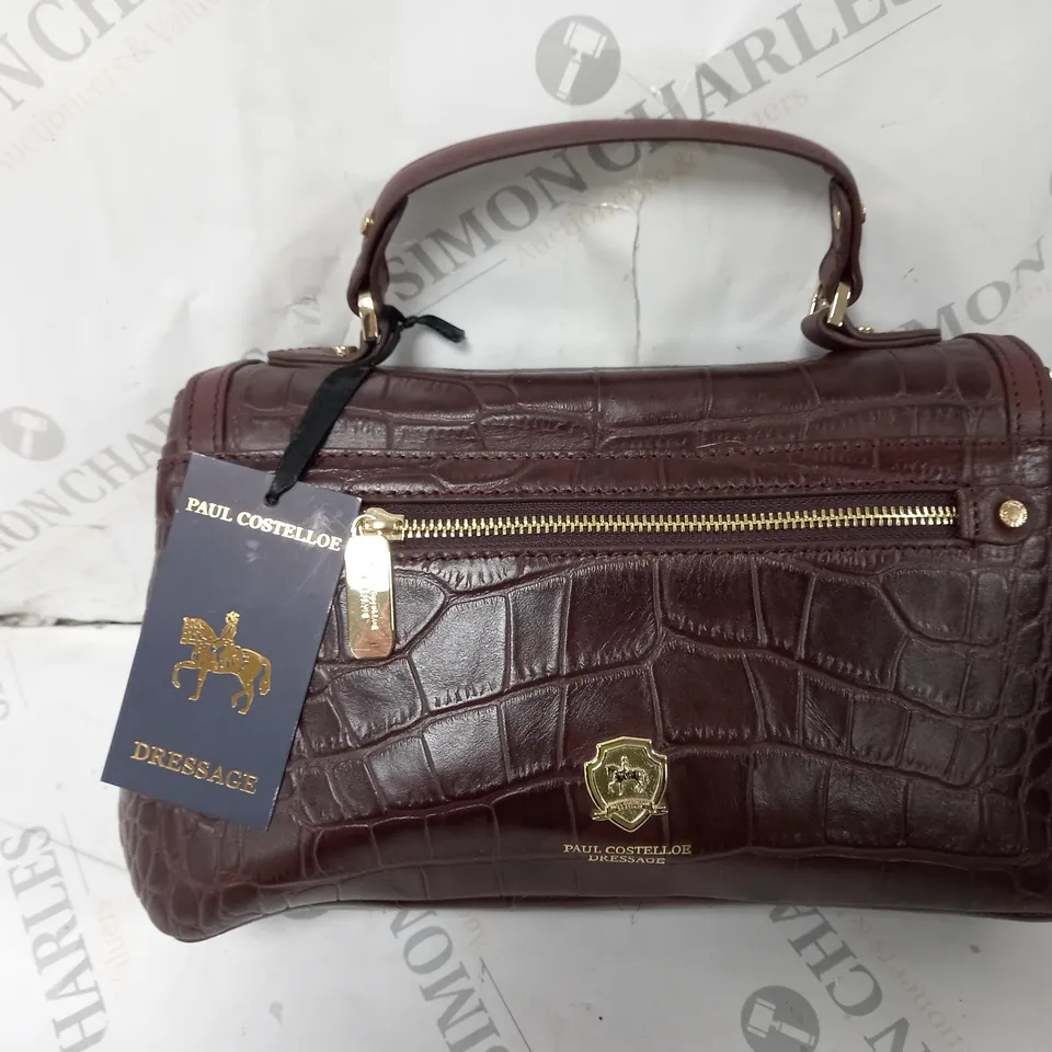 PAUL COSTELLOE BRIDLE CROC LEATHER MULTIWAY SATCHEL BAG IN BAY