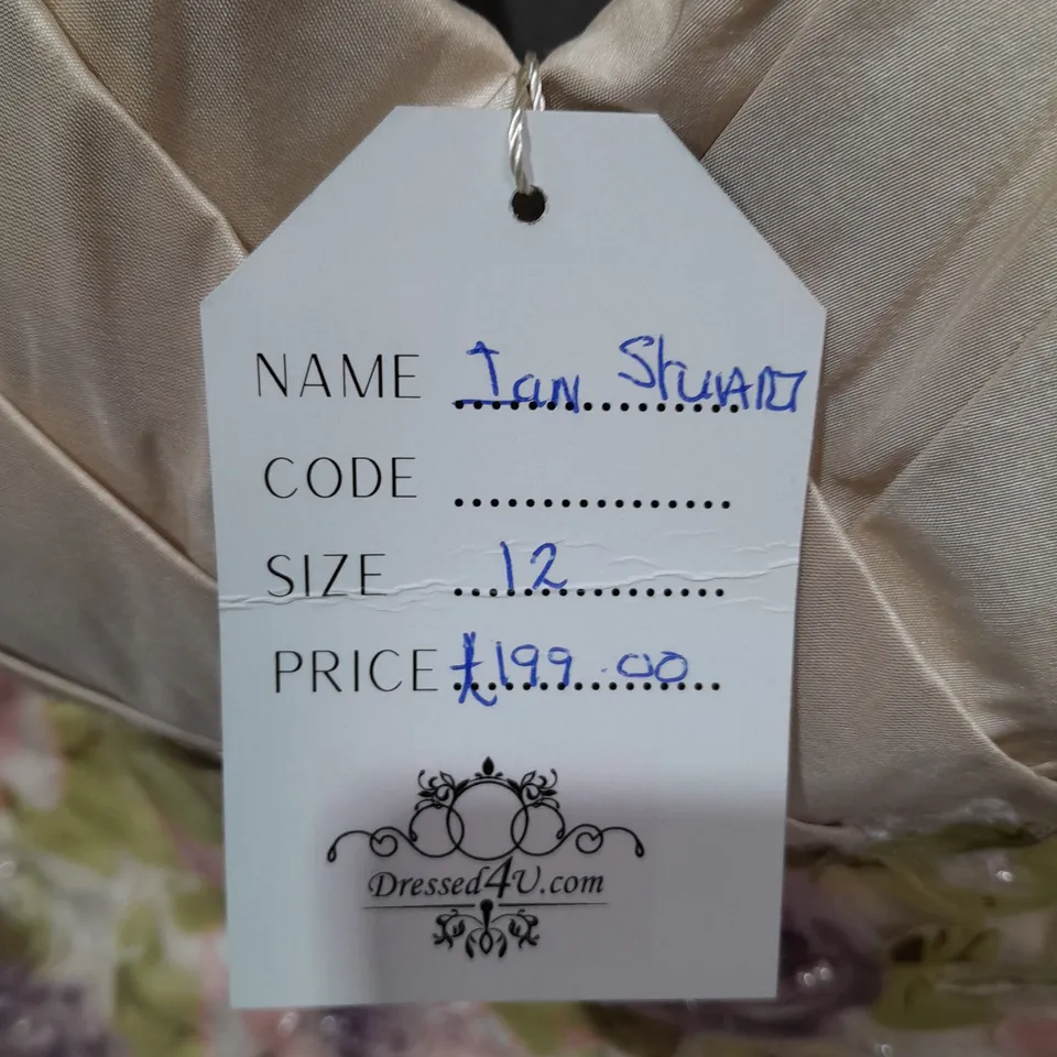 IAN STUART FLORAL EMBELLISHED DRESS AND JACKET SET IN BEIGE - 12