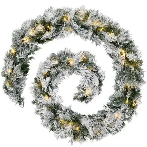 BOXED 270CM FROSTED & ILLUMINATED CHRISTMAS GARLAND 