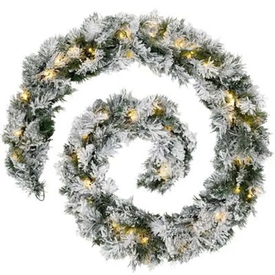 BOXED 270CM FROSTED & ILLUMINATED CHRISTMAS GARLAND 