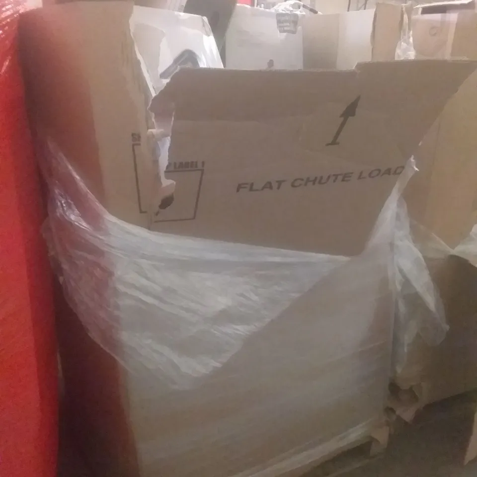 PALLET OF ASSORTED ITEMS INCLUDING DOUBLE AIR MATTRESS, AUDIO TURNTABLE, NON WOVEN FABRIC WARDROBE, NETWORK CABLE, TOILET SEAT