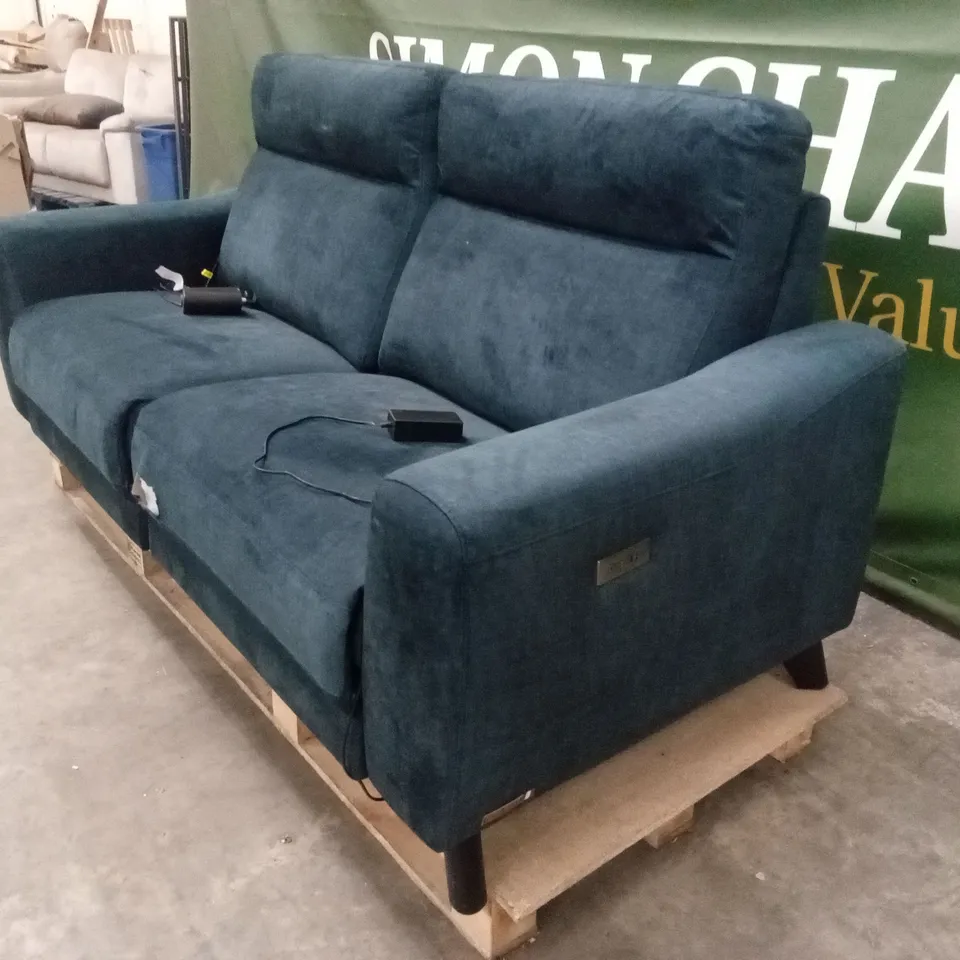 QUALITY DESIGNER 3 SEATER FABRIC ELECTRIC RECLINER SOFA - TEAL