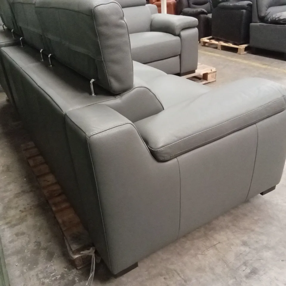 QUALITY DESIGNER ITALIAN MADE RICCARDO LEATHER GREY RECLINING CORNER SOFA