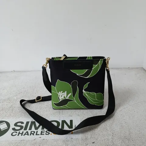RADLEY CROSSBODY BAG – BLACK WITH GREEN FLORAL PRINT