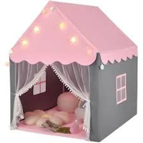 BOXED COSTWAY KIDS PLAYHOUSE TENT WITH STAR LIGHTS AND MAT - PINK