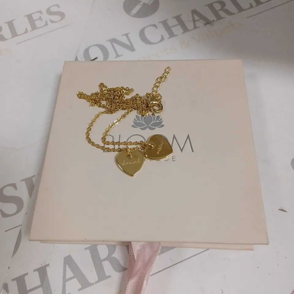 BOXED BLOOM BOUTIQUE PERSONALISED DOUBLE HEART NAME NECKLACE