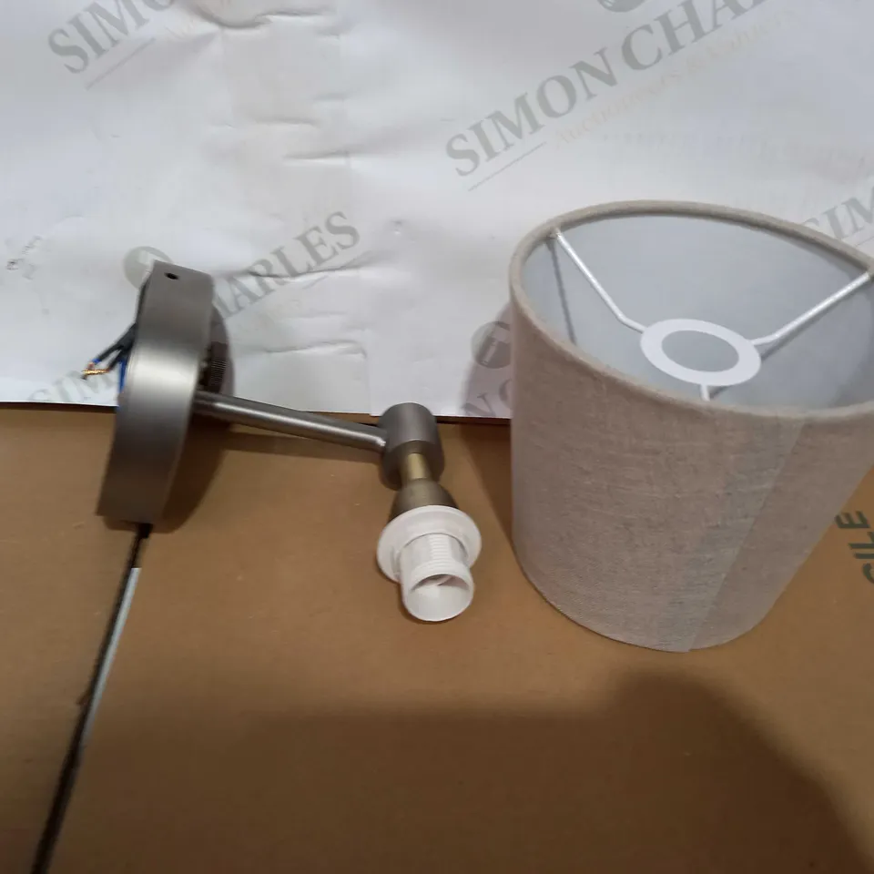 JOHN LEWIS ANSEL WALL LIGHT - LINEN SHADE, PEWTER FINISH
